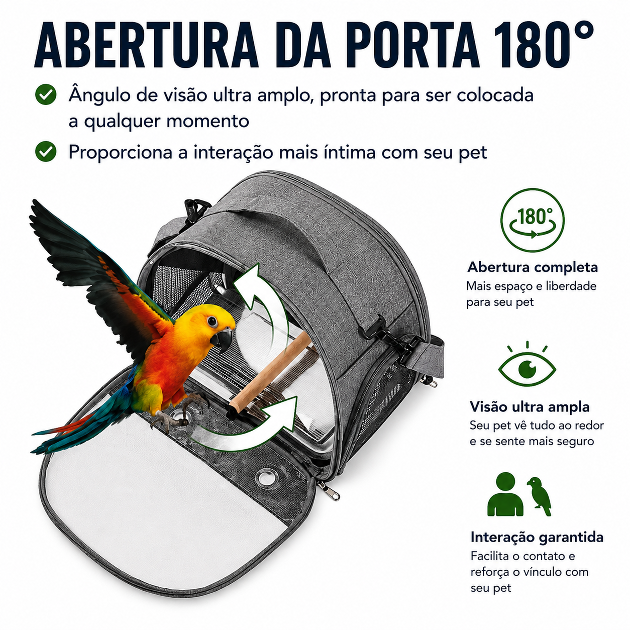 Bolsa de Transporte Portátil para Pássaros - Papagaio, Calopsita e Periquito