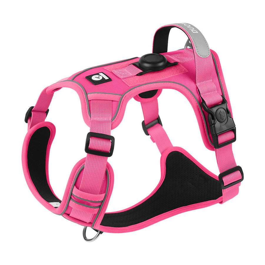 Peitoral Refletivo Ajustável para Cães com Suporte para AirTag – Confortável e Seguro