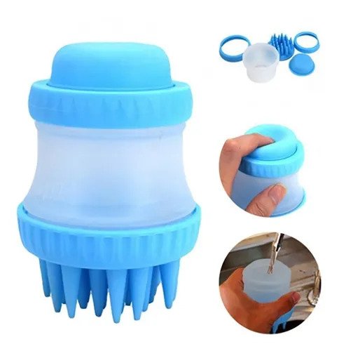Escovinha Prática de Silicone Porta Shampoo para Pets.