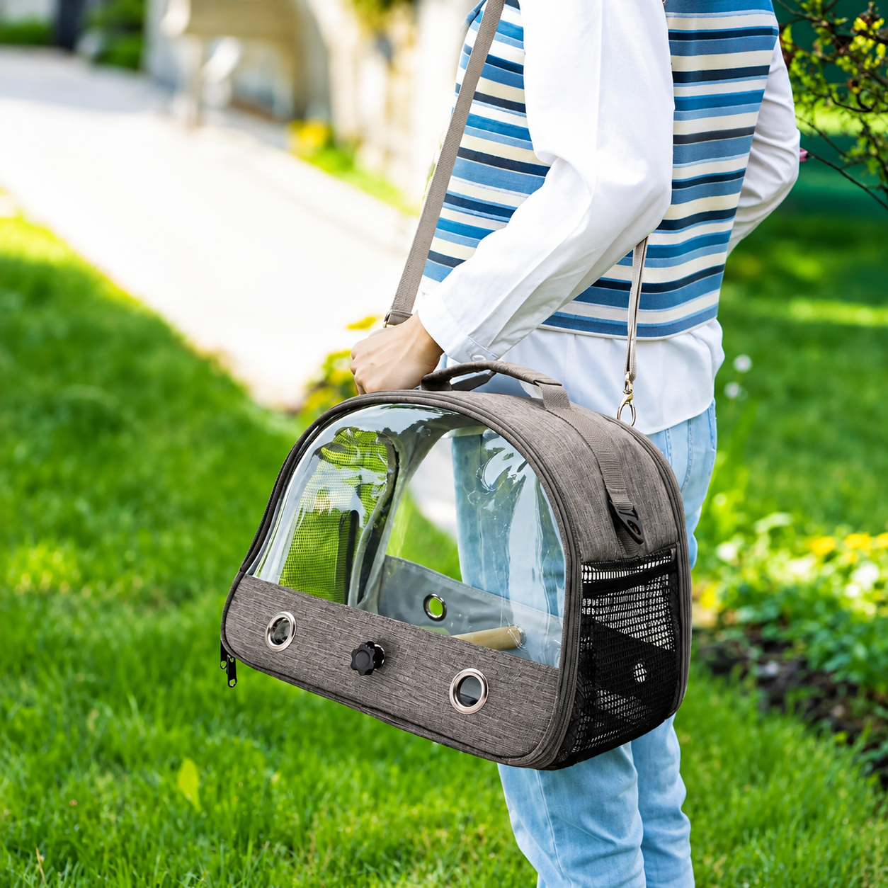 Bolsa de Transporte Portátil para Pássaros - Papagaio, Calopsita e Periquito