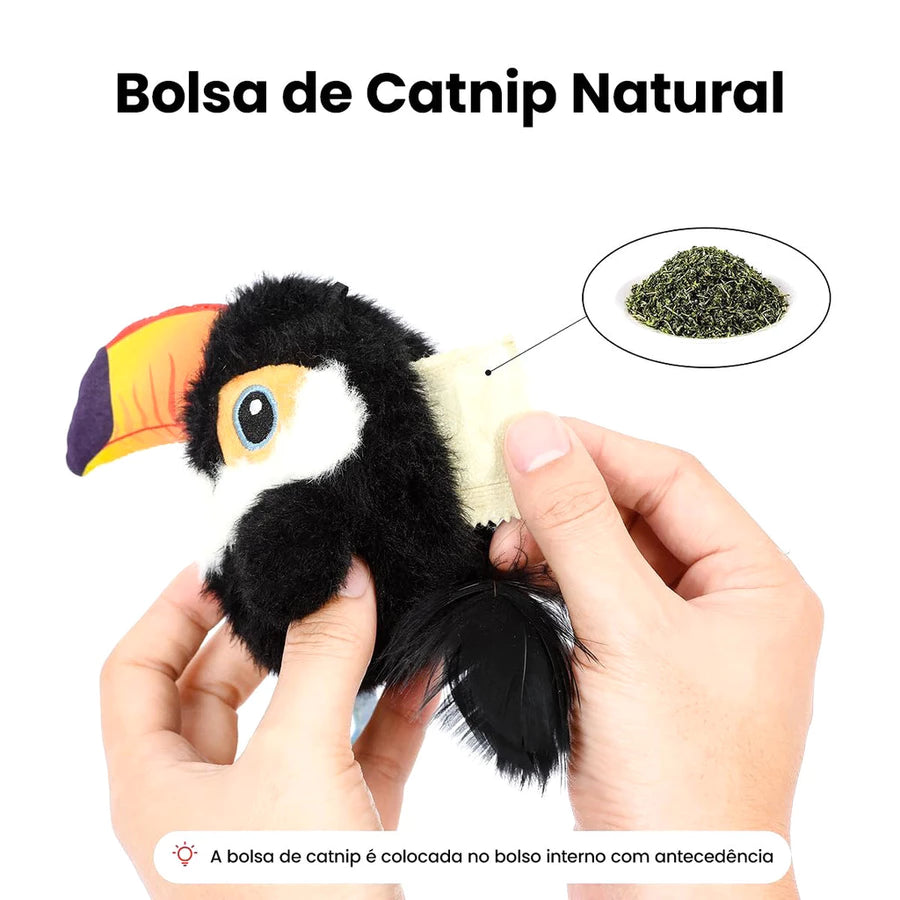 Brinquedo Interativo Pássaro para Gatos com Sensor de Toque, Som e Movimento – NewPet