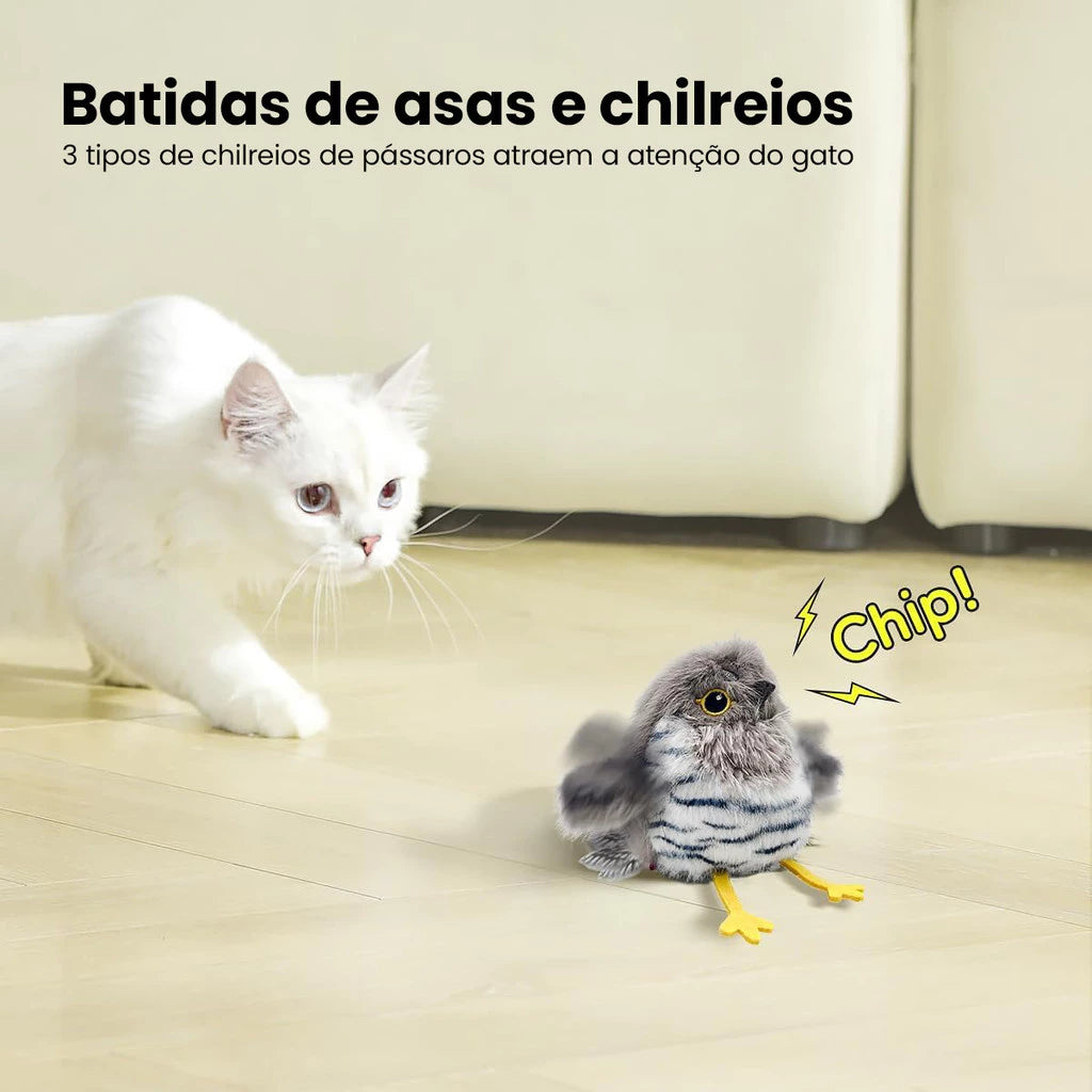 Brinquedo Interativo Pássaro para Gatos com Sensor de Toque, Som e Movimento – NewPet